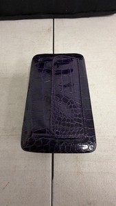Purple Crocodile-Embossed Faux Leather Clutch