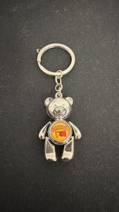 Oklahoma Movable Bear Key Ring w Silver-Tone Articulated Bear w Oklahoma-Themed Center Emblem