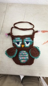Brown 9 Crochet Owl Shoulder Bag
