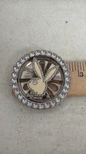 Vintage Y2K Playboy Bunny Spinning Rhinestone Belt Buckle