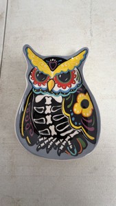 Cracker Barrel Exclusive Day of the Dead Sugar Skull Owl Stoneware Trinket Plate