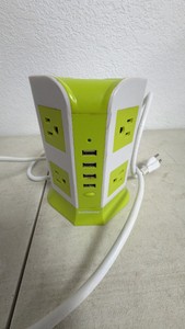 SAFEMORE Smart 8-Outlet 4-USB Power Strip Tower Surge Protector (Green & White)