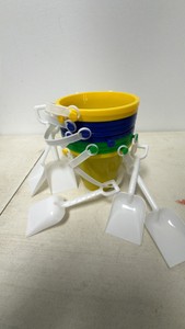Lot of 10 Plastic Buckets w 9 Shovels