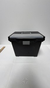 Portable Medium Plastic File Box w File Folders