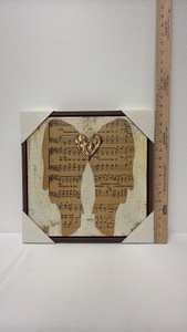 Angel Wings on Music Lyrics Wood Framed Wall Art (15.5x15.5)
