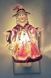 Heritage Mint frosted and painted acrylic Halloween Witch Plug-In Night Light