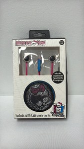 Monster High Corded Earbuds w In-Line Mic & Case