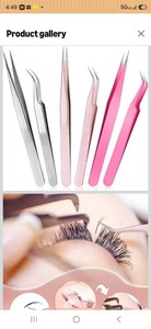 Mudder 6 Pcs Lash Tweezers High Precision Eyelash Tweezers for Lash Extension, Straight and Curved Tip, Stainless Steel for Volume Eyelash Cluster Tools