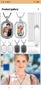 Junkin 24 Pcs Sublimation Rhinestone Trays Pendant Set, Including 6 Double Sided Blank Rhinestone Bezel Trays, 6 Pcs Thick Chains with 12 Sublimation Discs